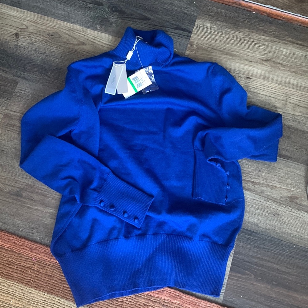 Cupio royal blue button sleeve turtleneck. New with tags‎ . Retail 78
